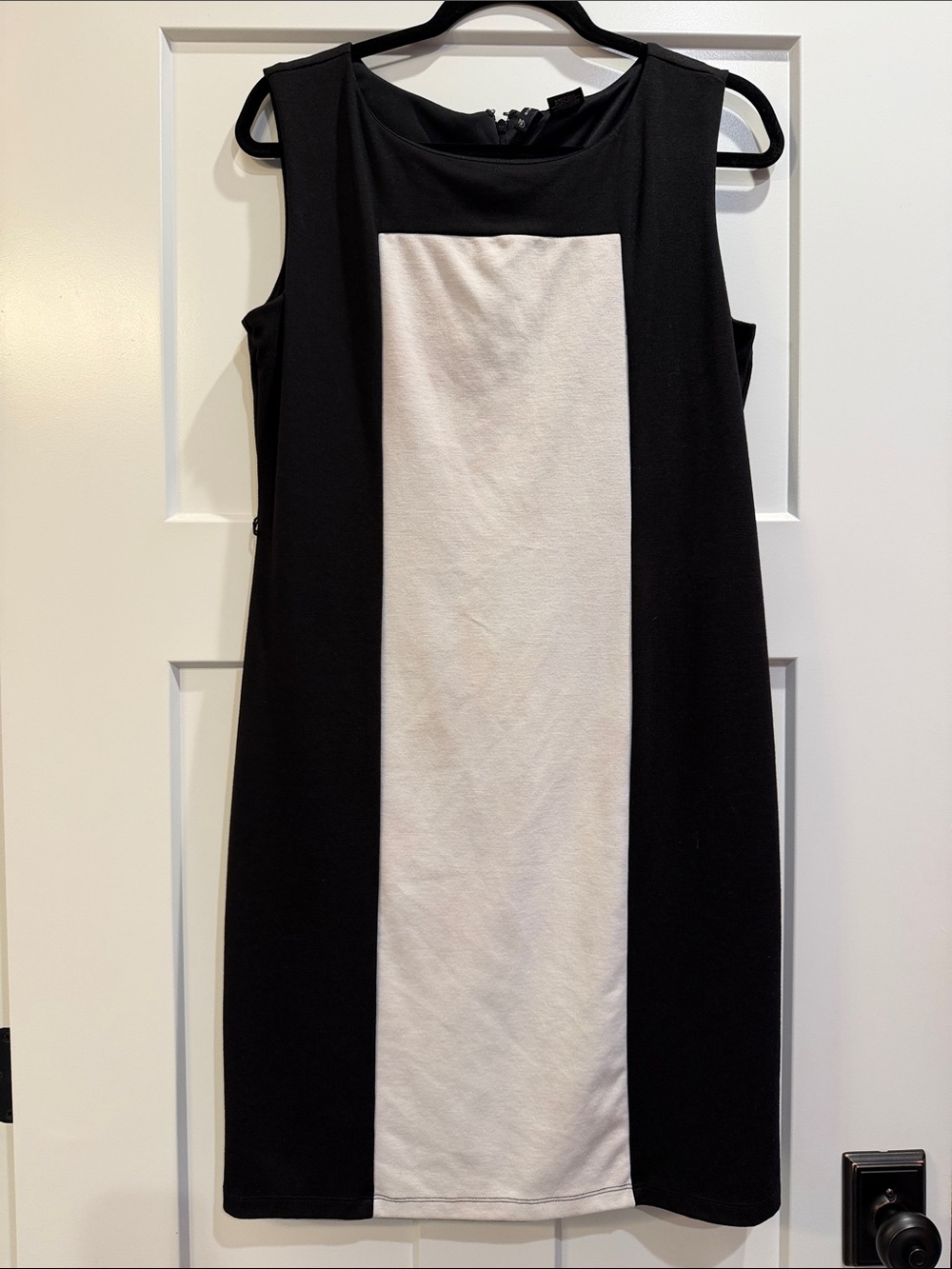 Classic Black and White Colorblock Sheath Dress by New Directions Size Large
